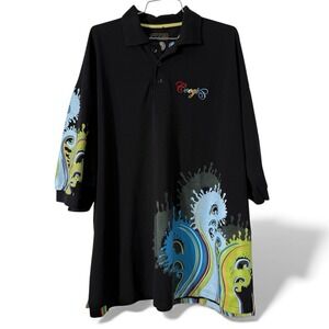 Vtg COOGI Short Sleeve Splash Paint Polo‎ Shirt Mens 4XL Swirl Urban Hip Hop